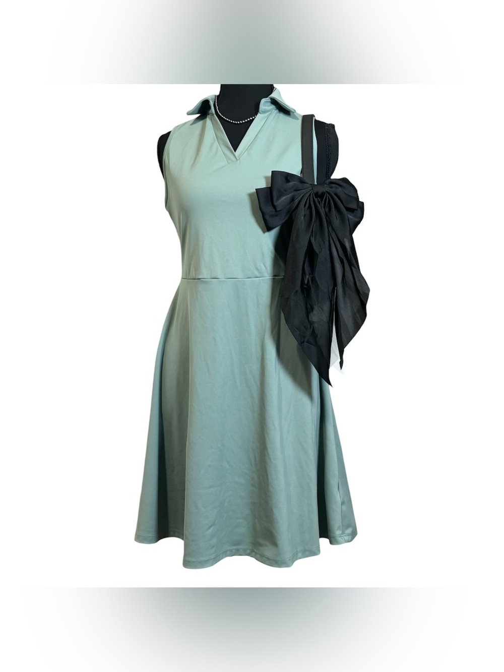 Cyan Green Small Collared Active Dress with matching shorts